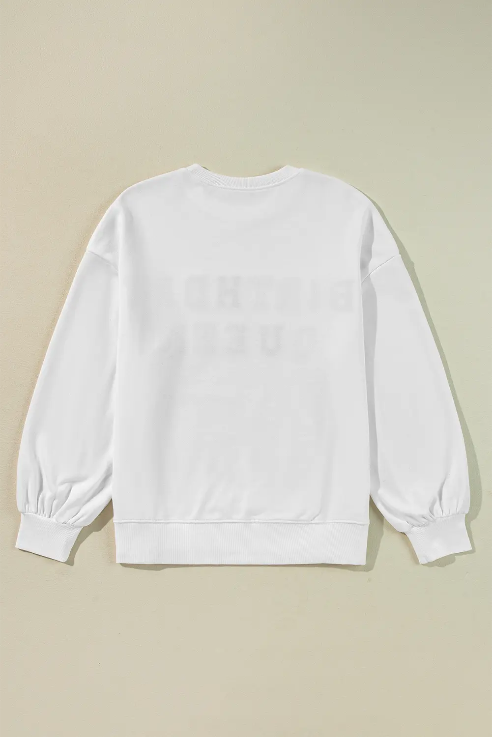 White BIRTHDAY QUEEN Graphic Balloon Sleeve Sweatshirt Beagle Boutique Fashion Outlet