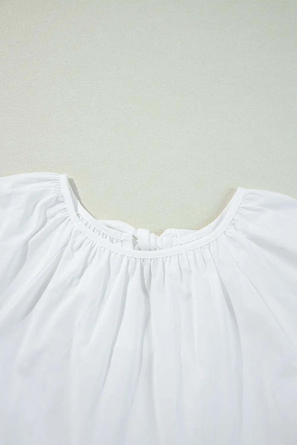 White Bow Knot Cutout Back Loose Fit 3/4 Sleeve Blouse - BB Fashion Outlet