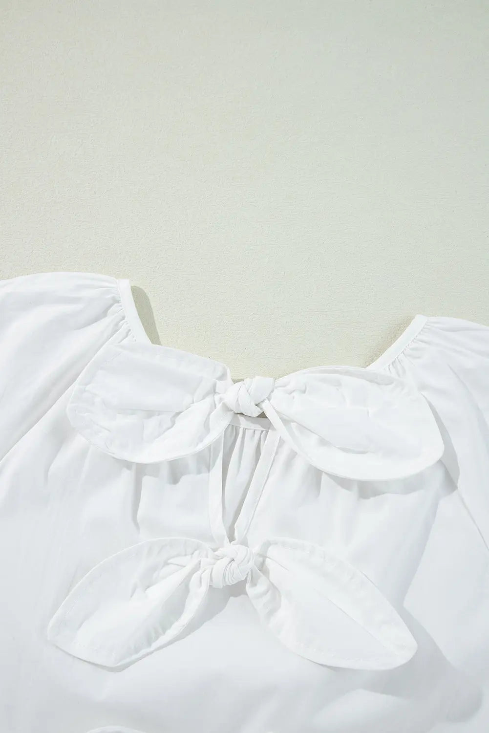 White Bow Knot Cutout Back Loose Fit 3/4 Sleeve Blouse - BB Fashion Outlet