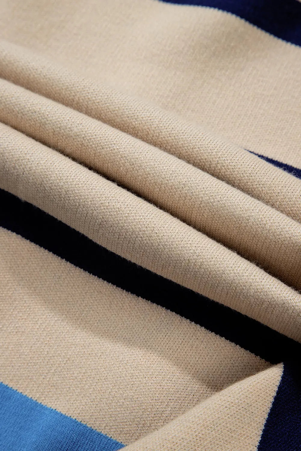 White Colorblock Drop Shoulder Buttoned Loose Cardigan - eAura