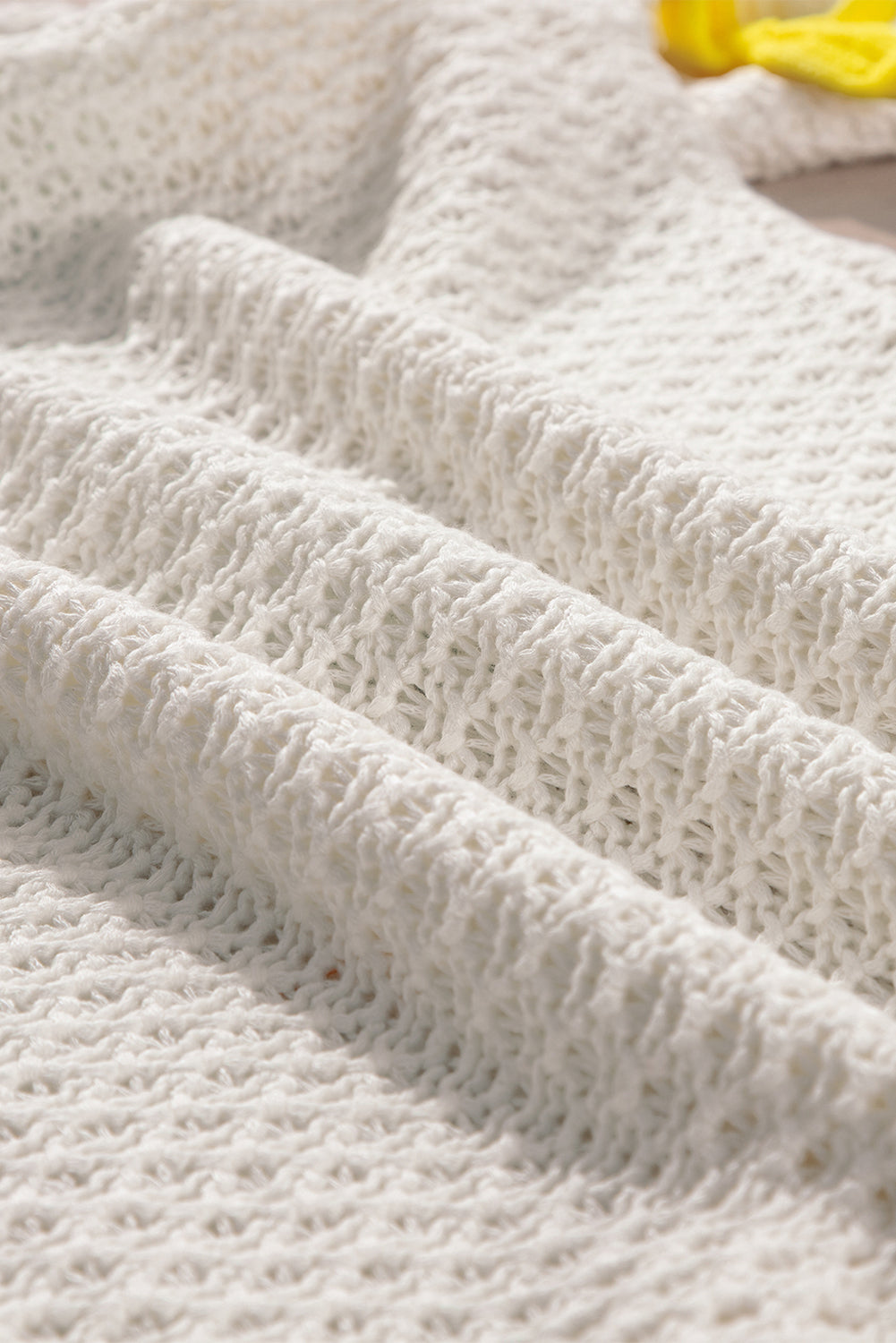 White Colourful Bow Knit Mock Neck Short Sleeve Sweater - Sweaters & Cardigans/Short