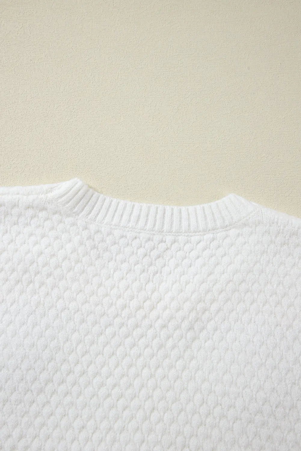 White Colourful Flower Applique Textured Knit Sweater - BB Fashion Outlet