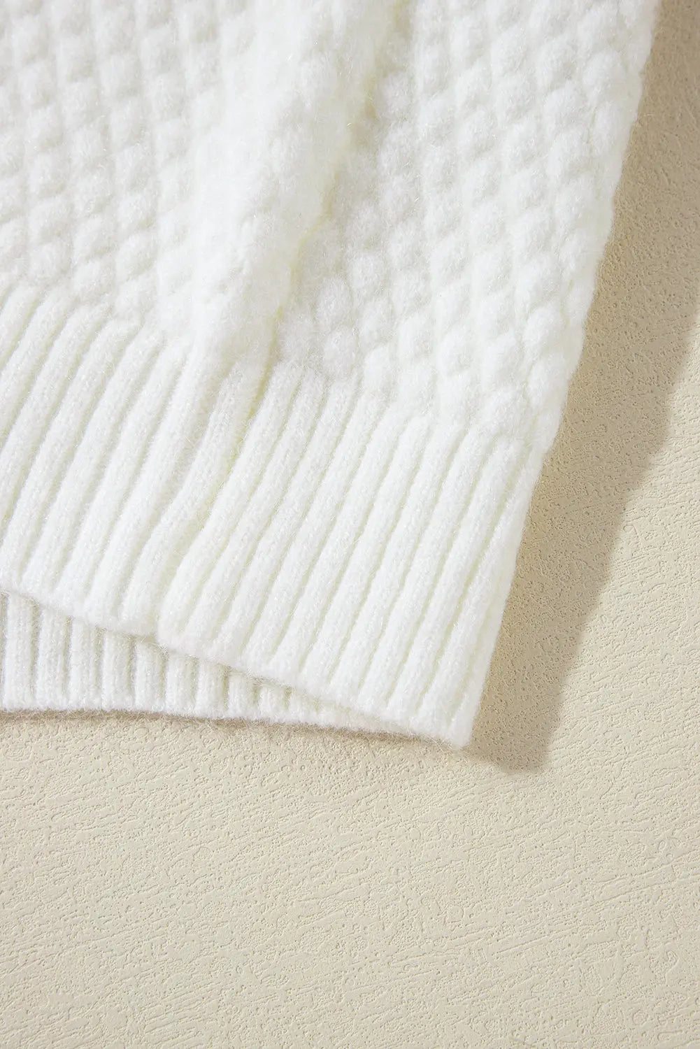 White Colourful Flower Applique Textured Knit Sweater - BB Fashion Outlet