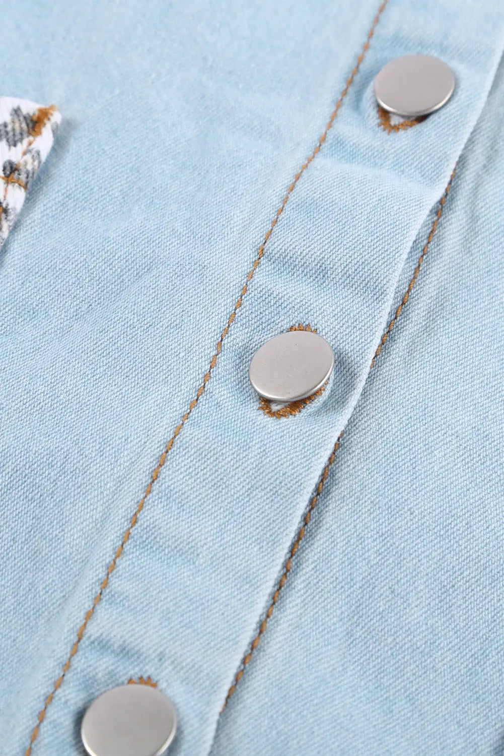 White Contrast Leopard Denim Jacket - eAura