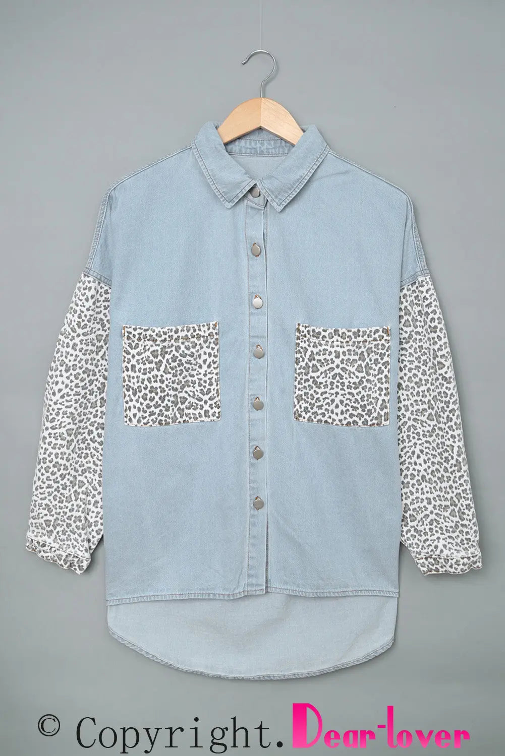 White Contrast Leopard Denim Jacket - eAura