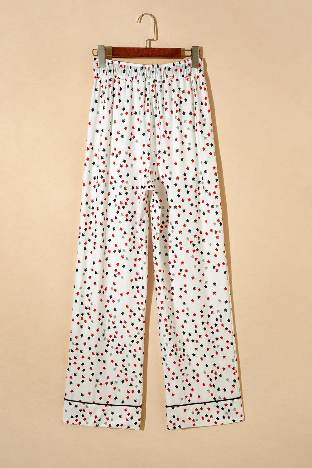 White Contrast Pipping Star Long Sleeve and Trousers Pyjamas Set eAura