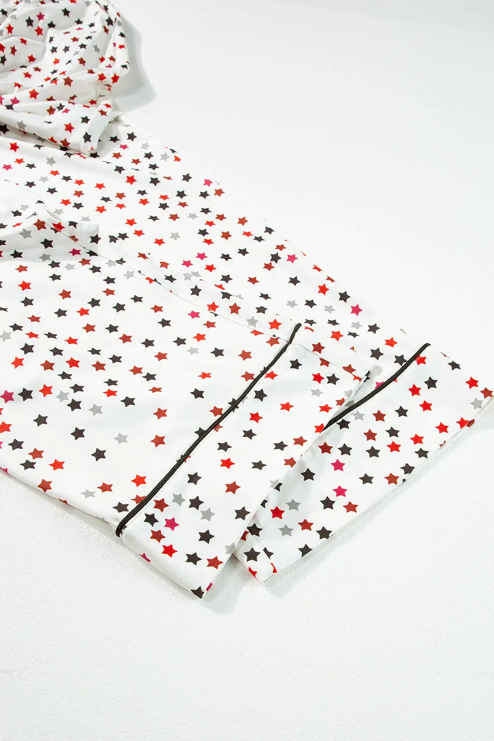 White Contrast Pipping Star Long Sleeve and Trousers Pyjamas Set eAura