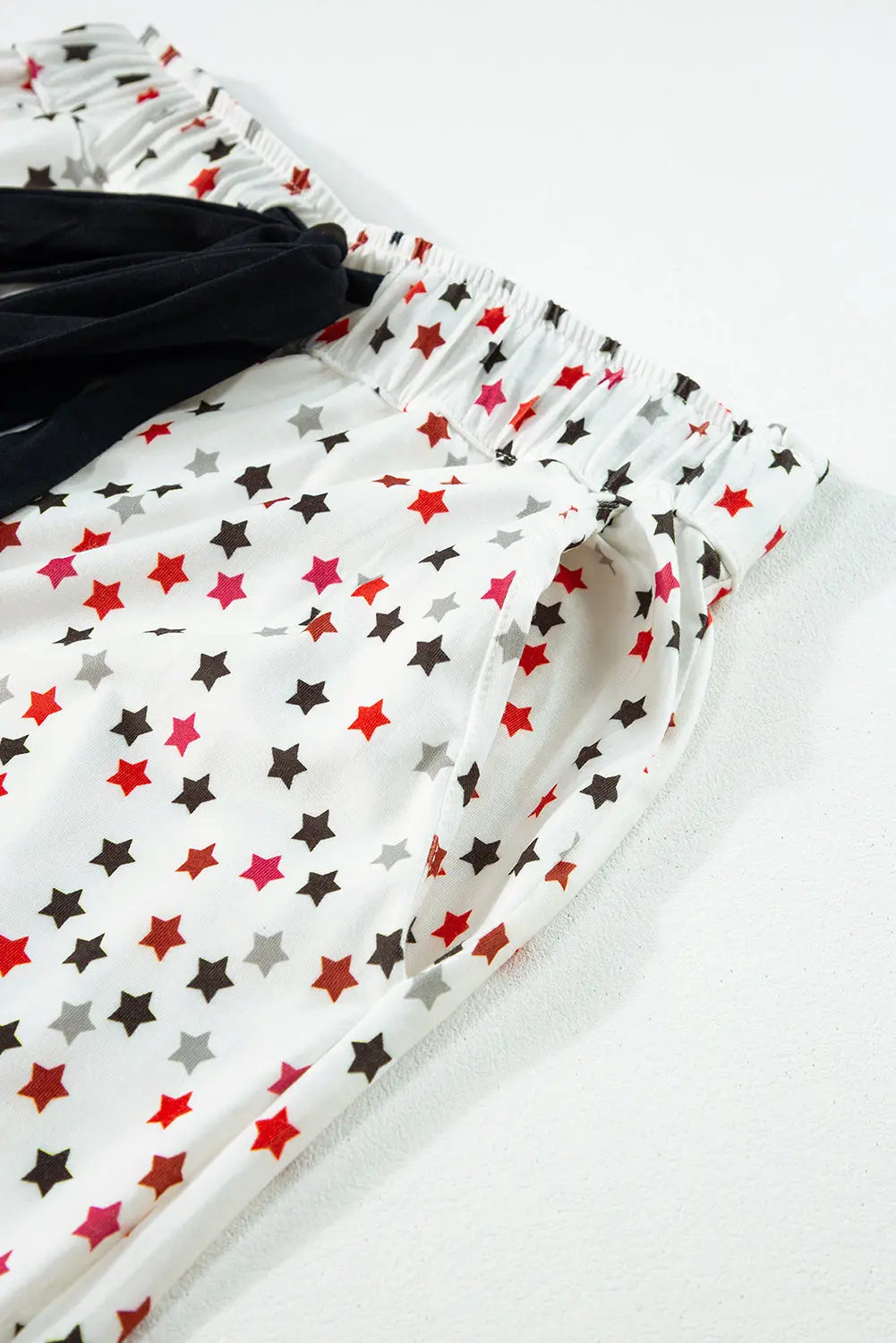 White Contrast Pipping Star Long Sleeve and Trousers Pyjamas Set eAura