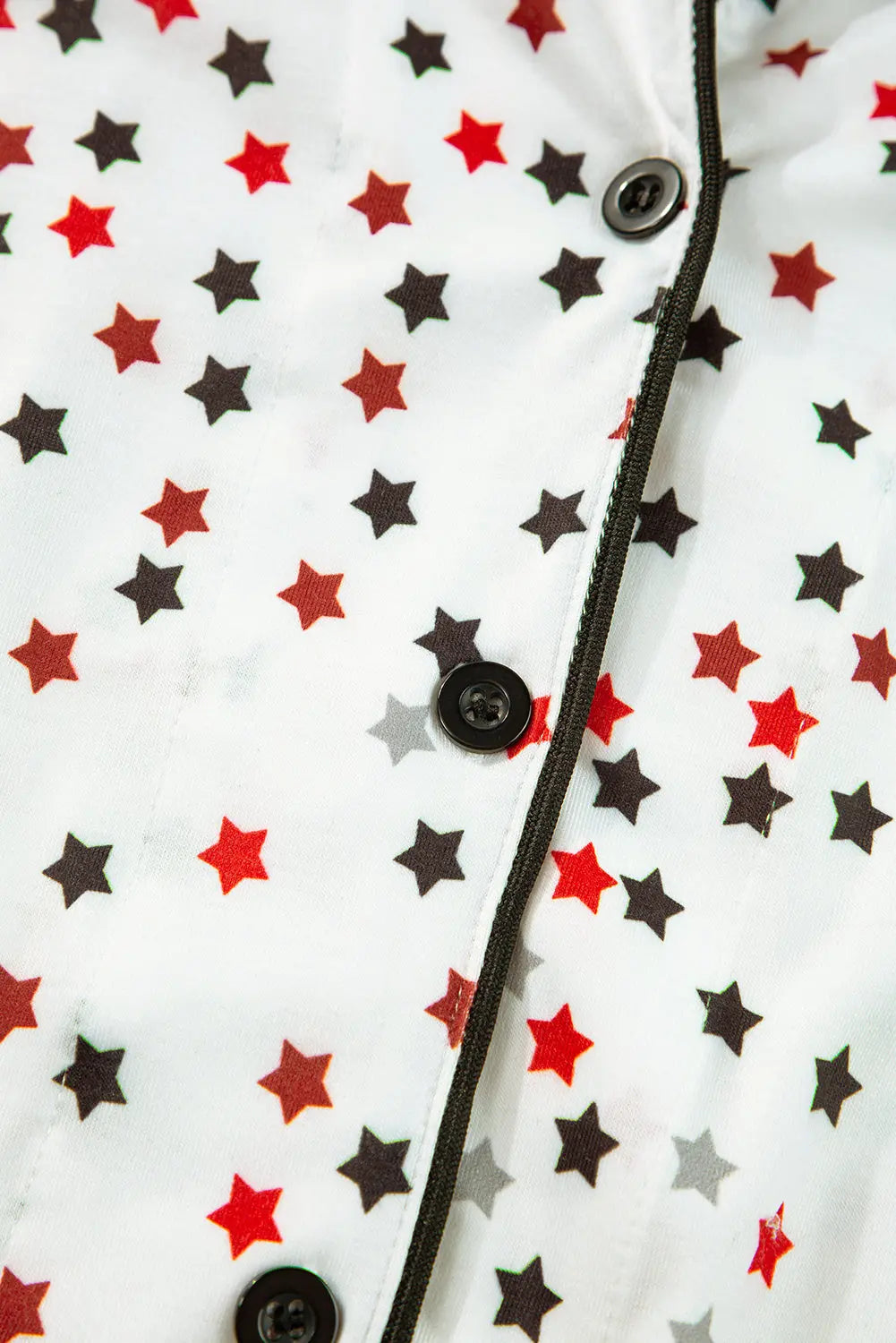 White Contrast Pipping Star Long Sleeve and Trousers Pyjamas Set eAura