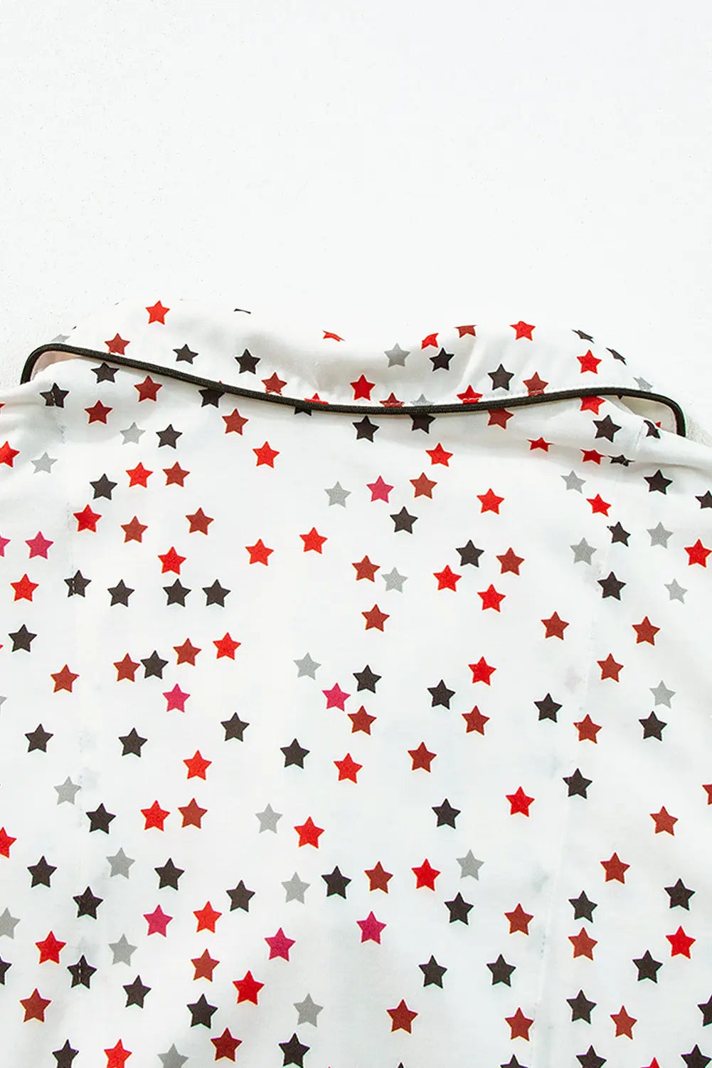 White Contrast Pipping Star Long Sleeve and Trousers Pyjamas Set eAura