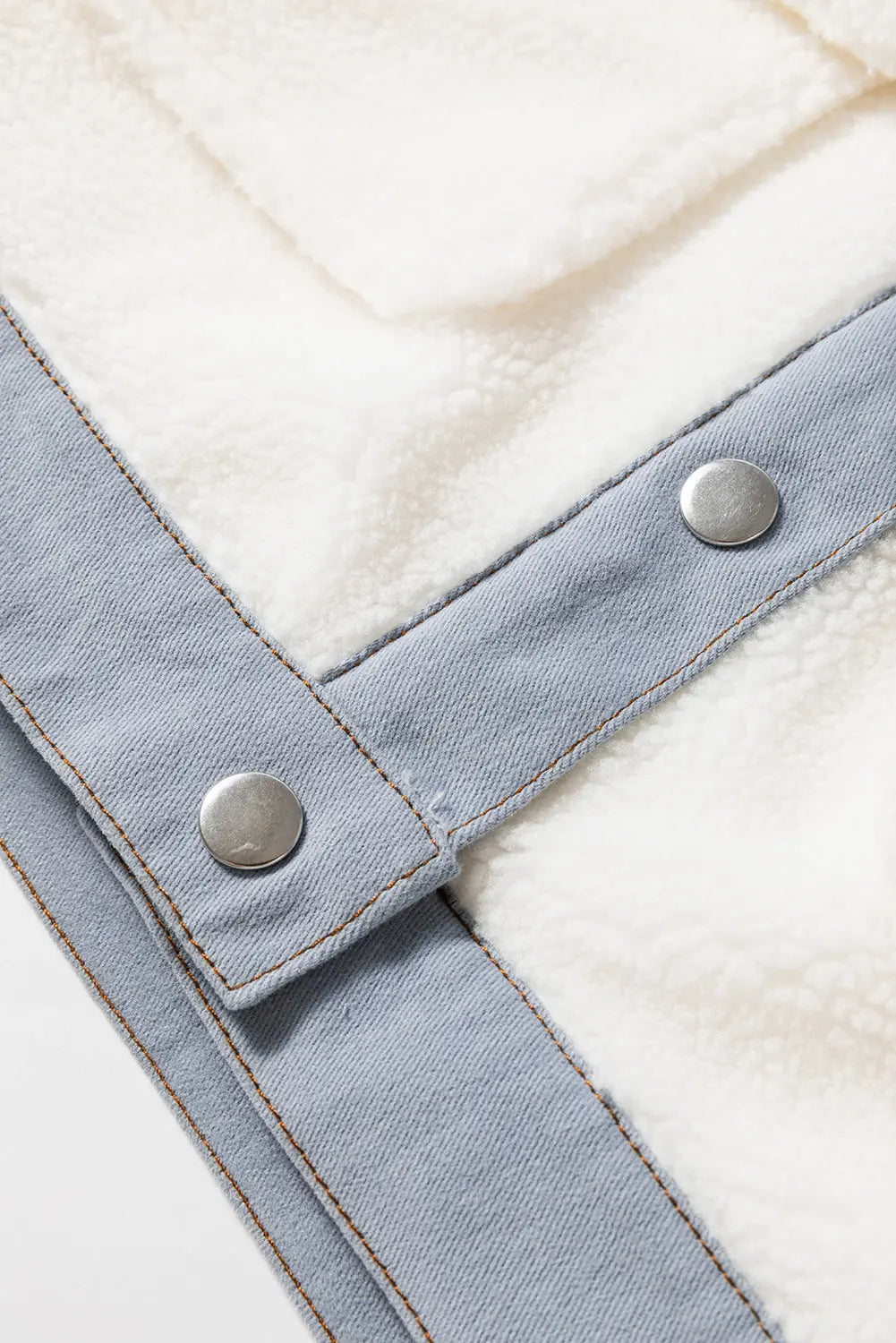 White Contrast Trim Buttoned Sherpa Jacket Beagle Boutique Fashion Outlet