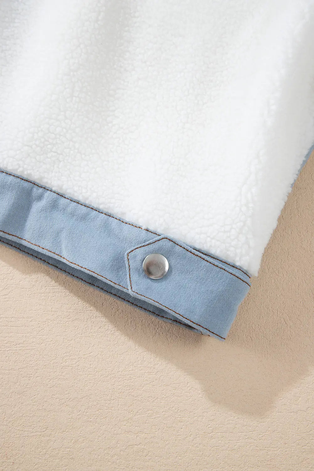 White Contrast Trim Buttoned Sherpa Jacket Beagle Boutique Fashion Outlet