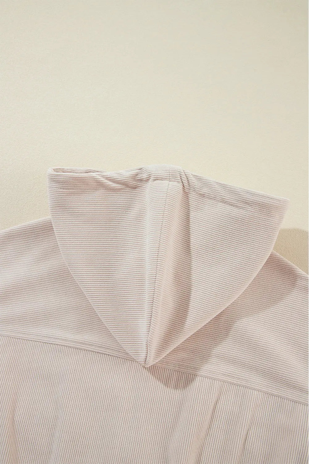 White Corduroy Drawstring Hooded Pocket Zip Up Jacket - eAura