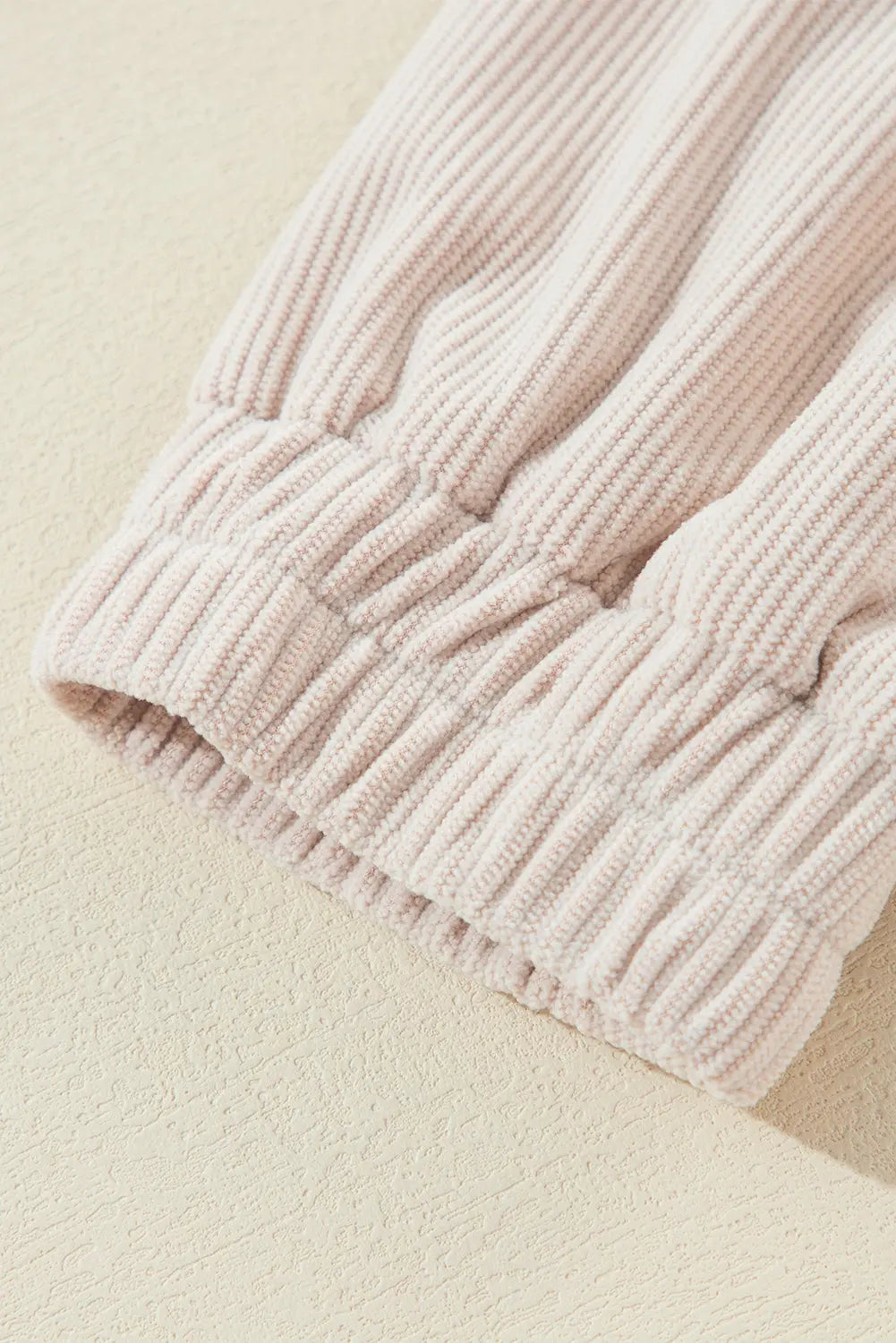 White Corduroy Drawstring Hooded Pocket Zip Up Jacket - eAura