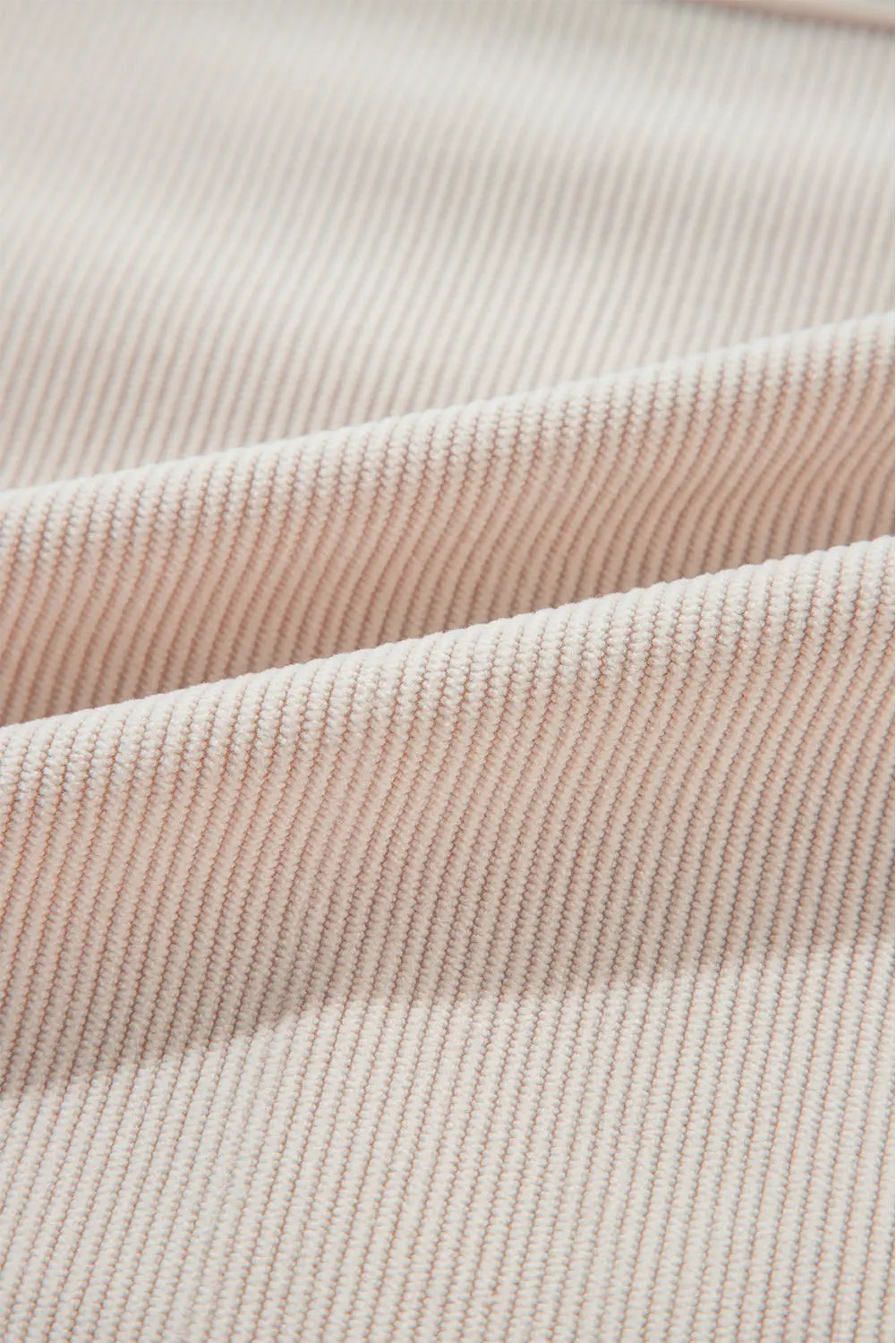 White Corduroy Drawstring Hooded Pocket Zip Up Jacket - eAura