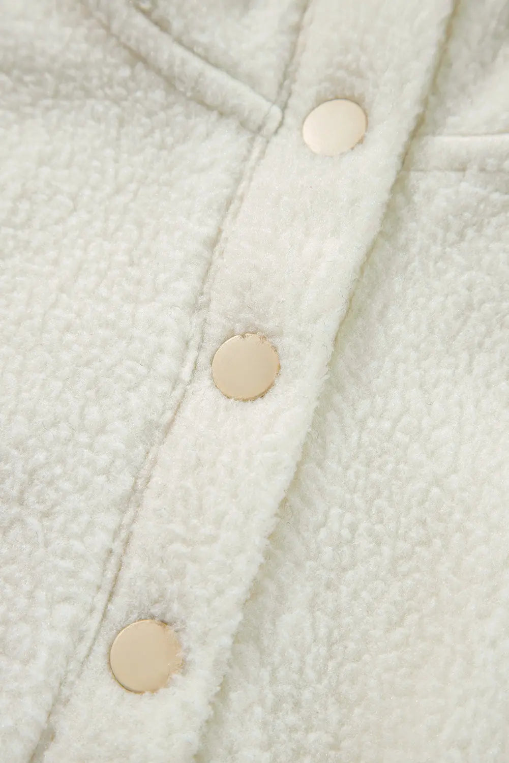 White Fleece Placket Turn-down Collar Drop Shoulder Sweatshirt Beagle Boutique Fashion Outlet
