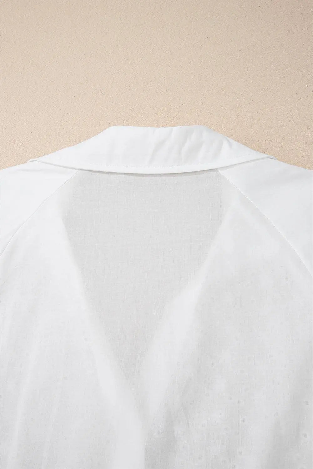 White Floral Embroidered Puff Sleeve Eyelet Patchwork Shirt - BB Fashion Outlet