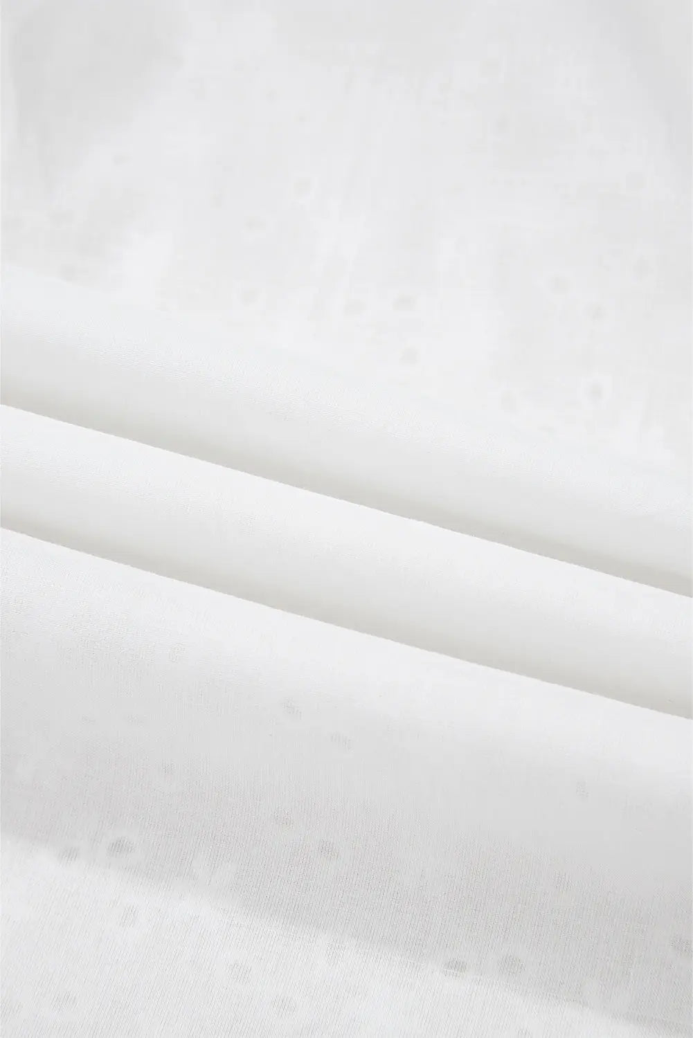 White Floral Embroidered Puff Sleeve Eyelet Patchwork Shirt - eAura