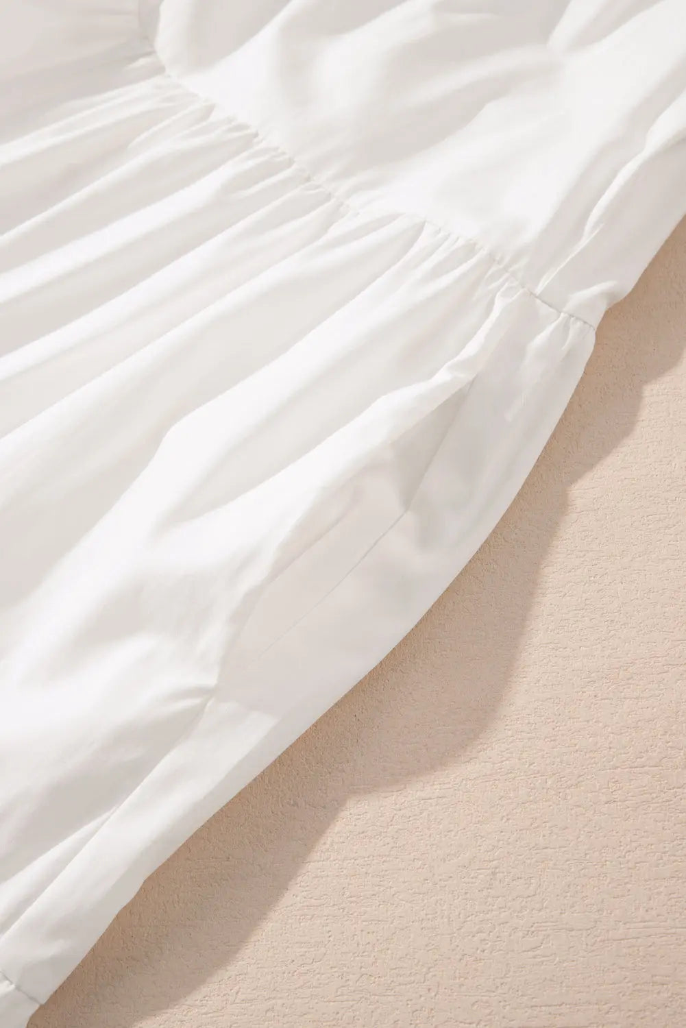 White Floral Lace Patchwork Bracelet Sleeve Tiered Mini Dress - eAura