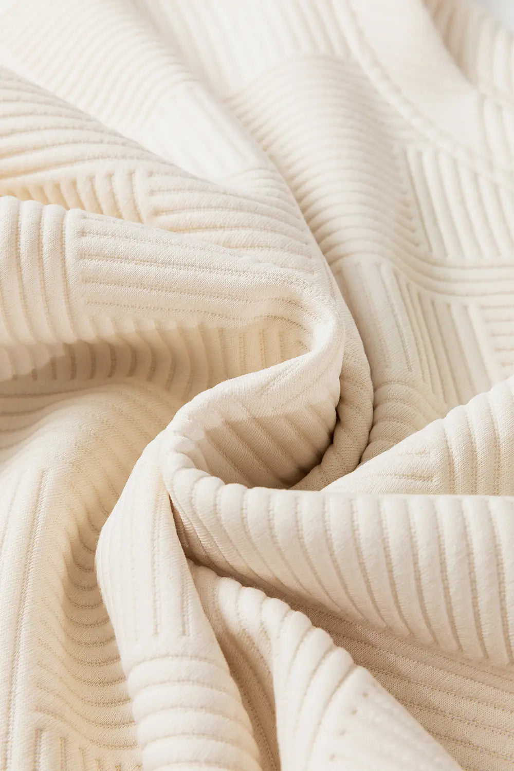 White Floral Patchwork Sleeve Textured Plus Size Pullover Top - eAura