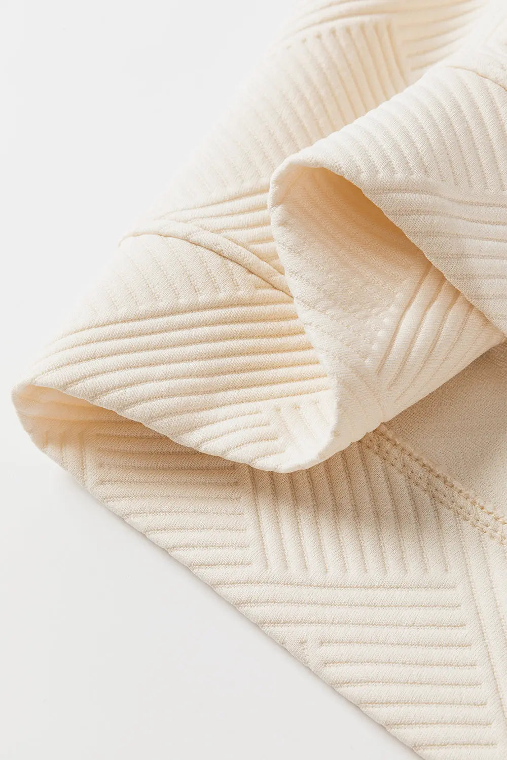 White Floral Patchwork Sleeve Textured Plus Size Pullover Top - eAura