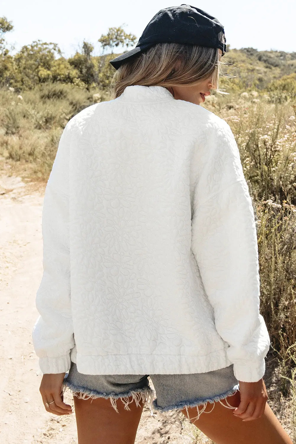 White Floral Quilted Jacket Beagle Boutique Fashion Outlet