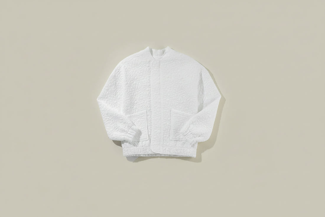 White Floral Quilted Jacket - Outerwear/Jackets