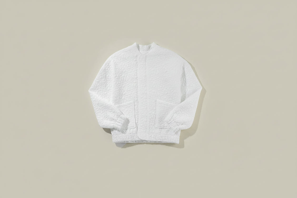 White Floral Quilted Jacket - Outerwear/Jackets