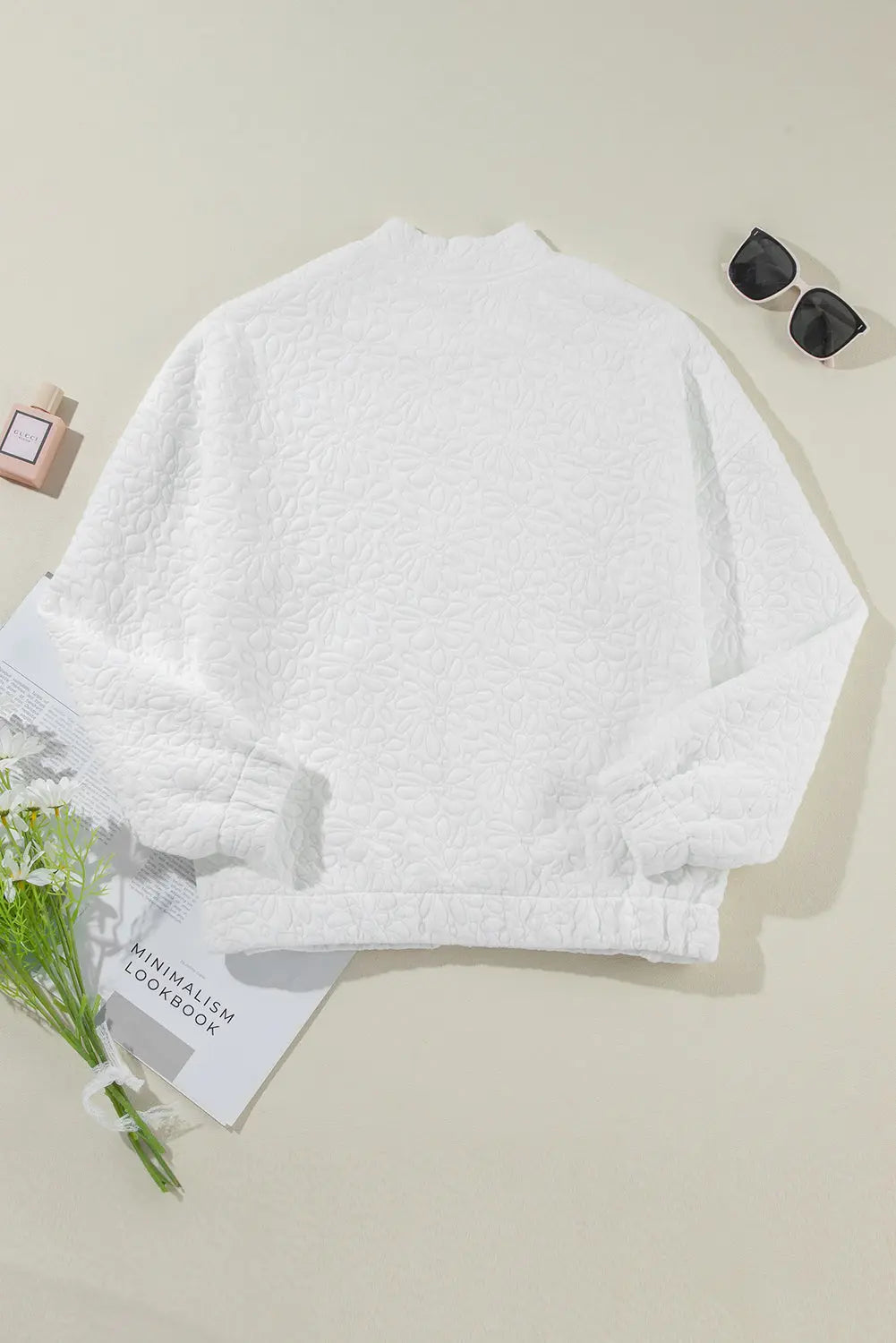 White Floral Quilted Jacket Beagle Boutique Fashion Outlet