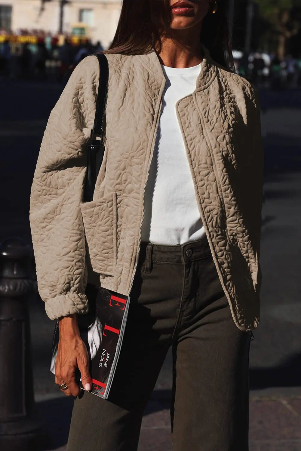 White Floral Quilted Jacket Beagle Boutique Fashion Outlet