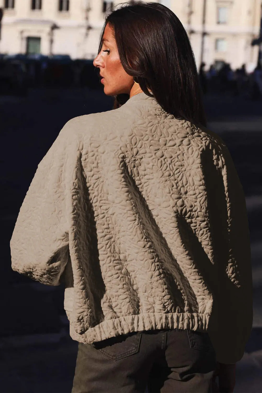 White Floral Quilted Jacket Beagle Boutique Fashion Outlet