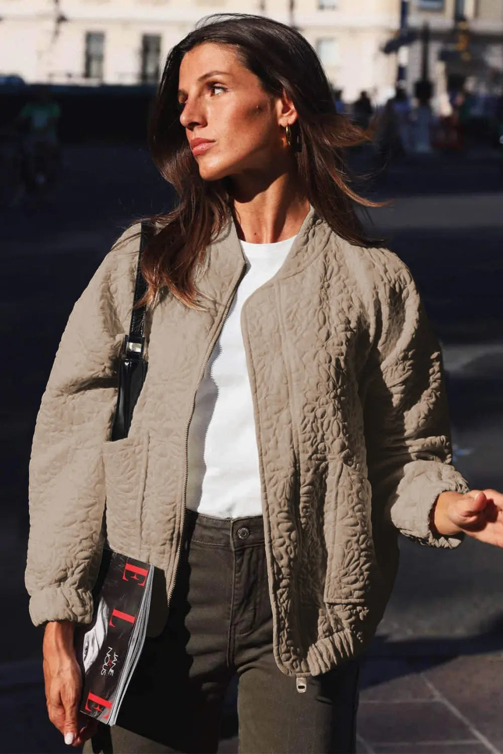 White Floral Quilted Jacket Beagle Boutique Fashion Outlet