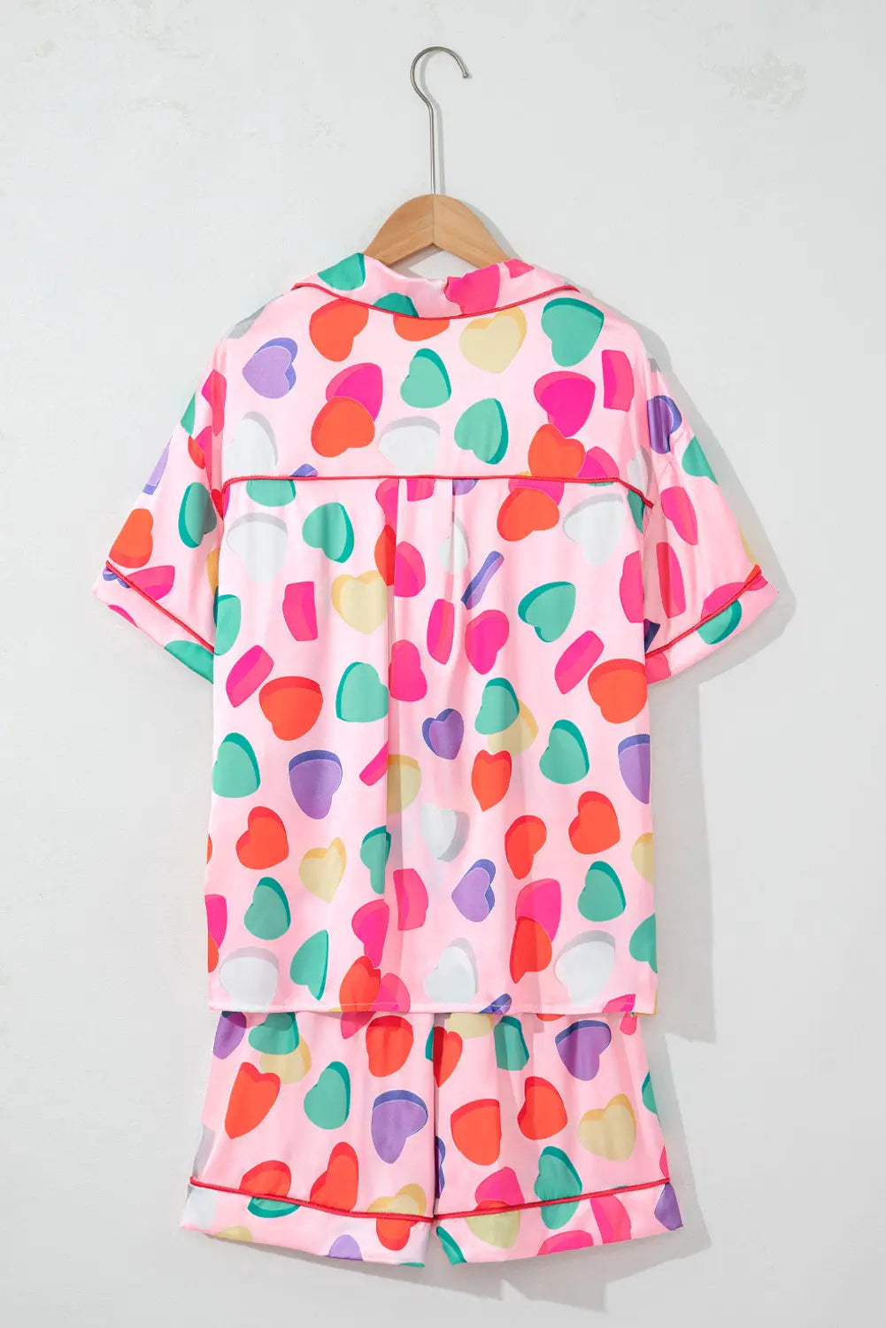 White Full Pattern Shirt and Shorts Satin Pyjamas Set eAura