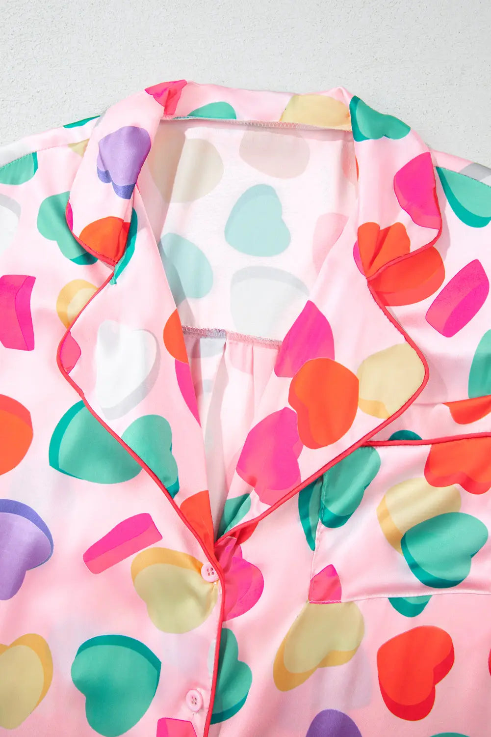 White Full Pattern Shirt and Shorts Satin Pyjamas Set eAura