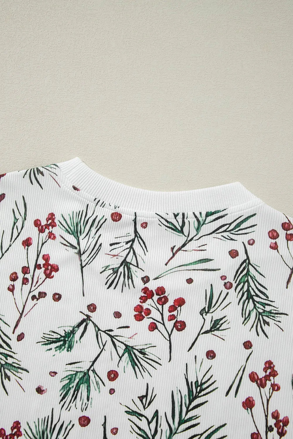 White Holly Print Thermal Pullover Trousers Pyjama Set eAura