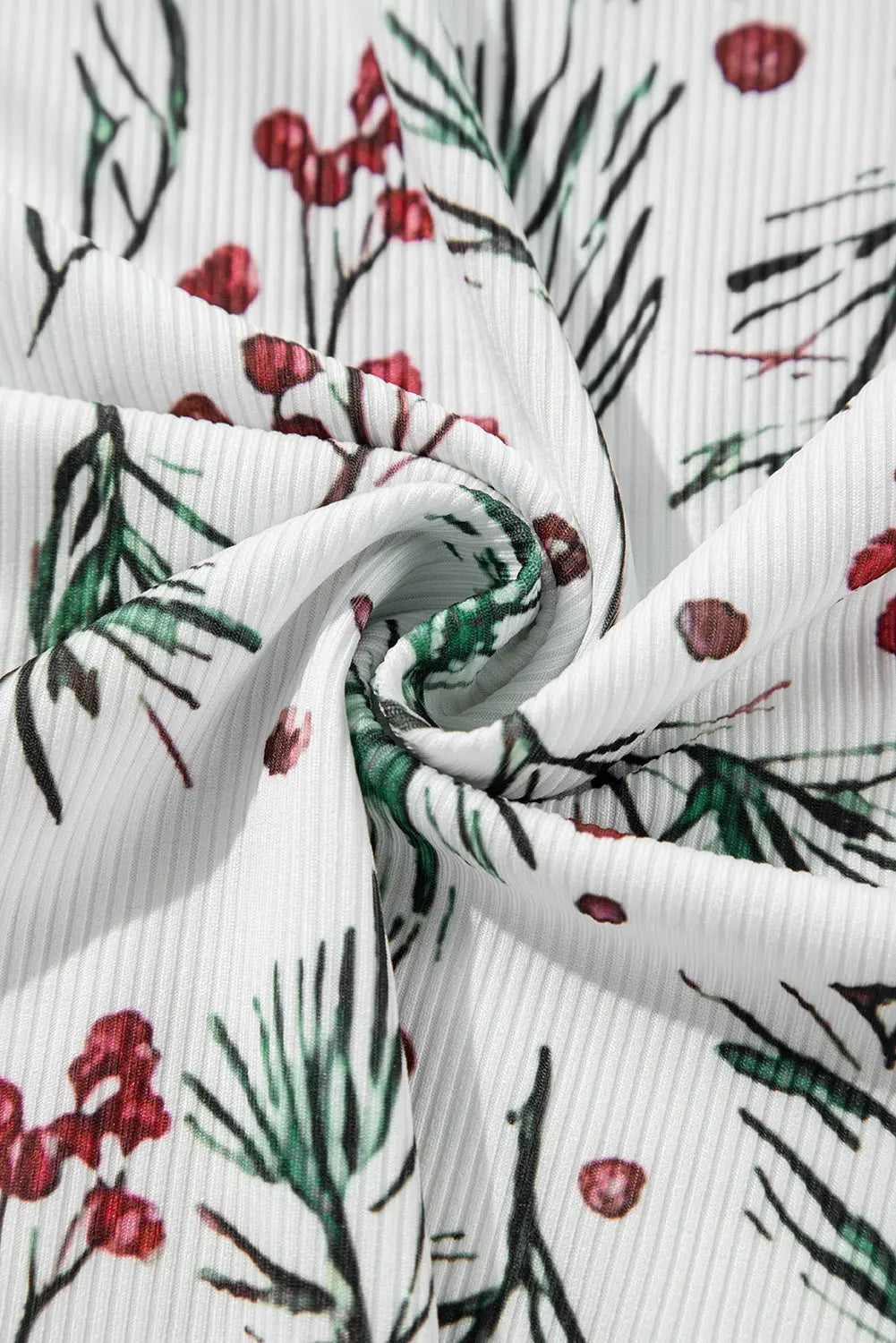 White Holly Print Thermal Pullover Trousers Pyjama Set eAura