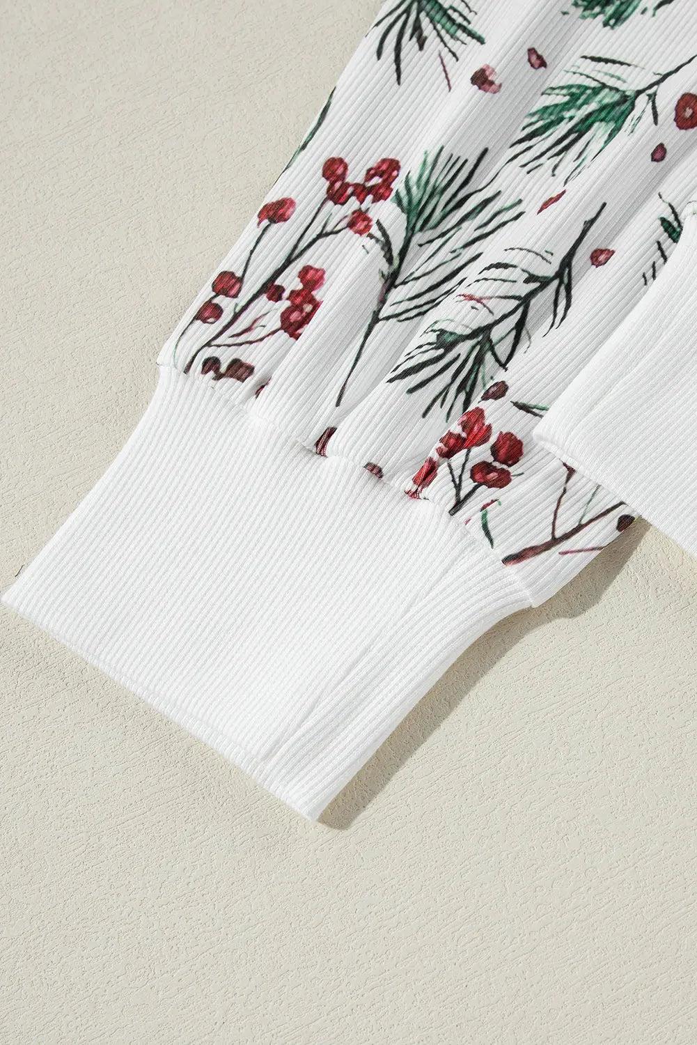 White Holly Print Thermal Pullover Trousers Pyjama Set eAura