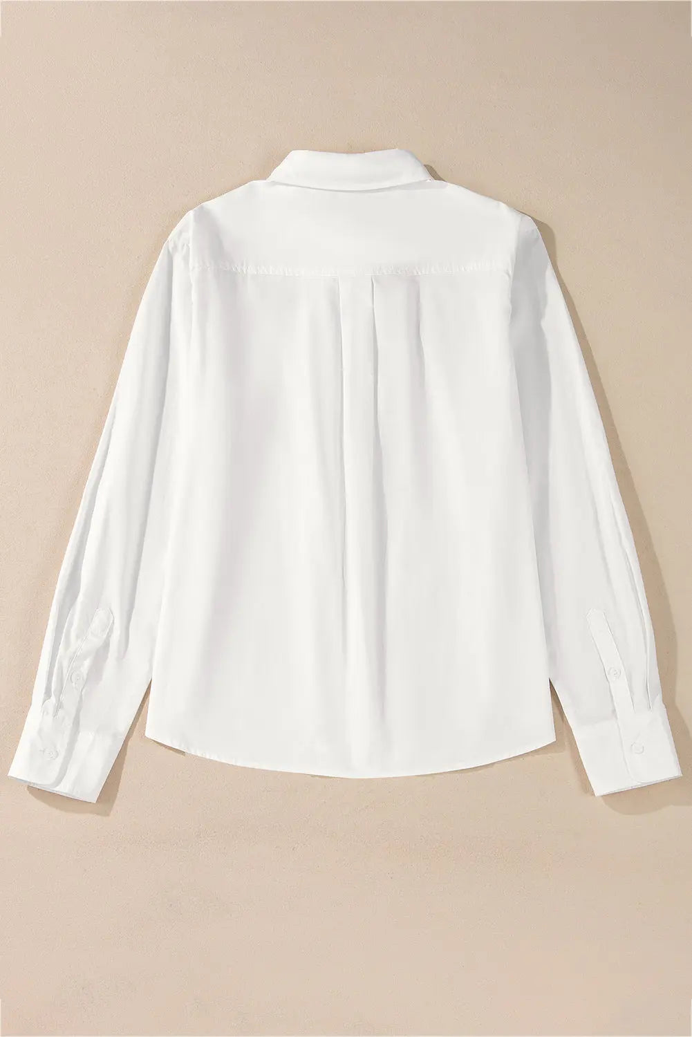 White Lace Crochet Trim Turn Down Collar Buttoned Shirt - eAura