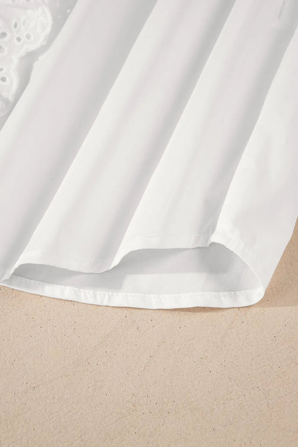 White Lace Crochet Trim Turn Down Collar Buttoned Shirt - eAura