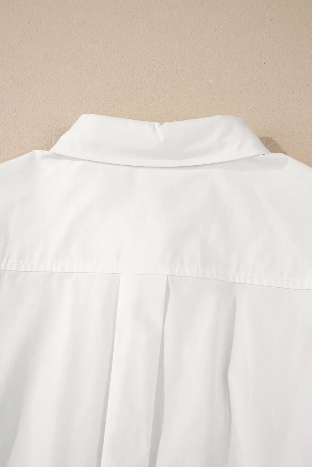 White Lace Crochet Trim Turn Down Collar Buttoned Shirt - eAura