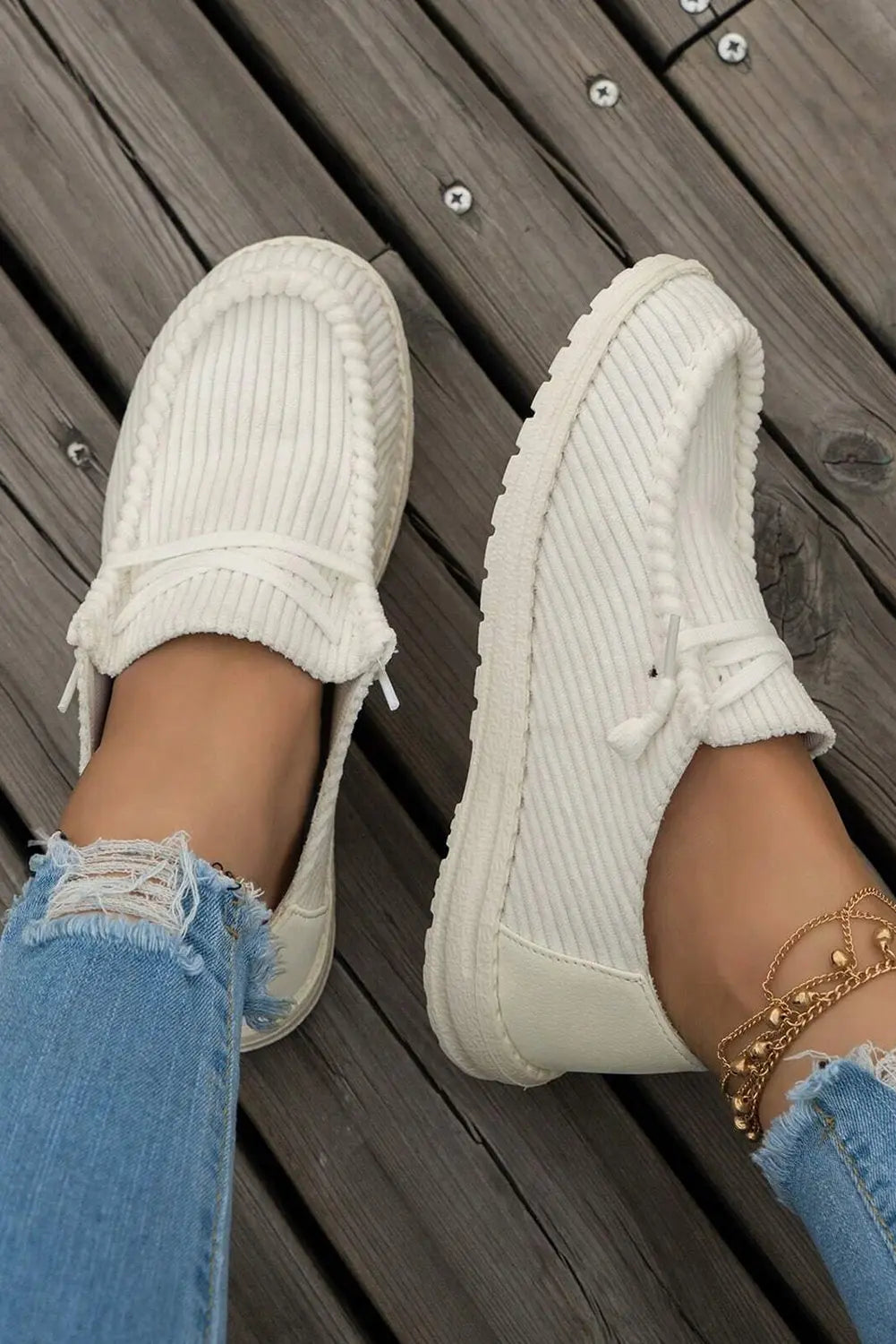 White Lace Up Casual Shoes - eAura