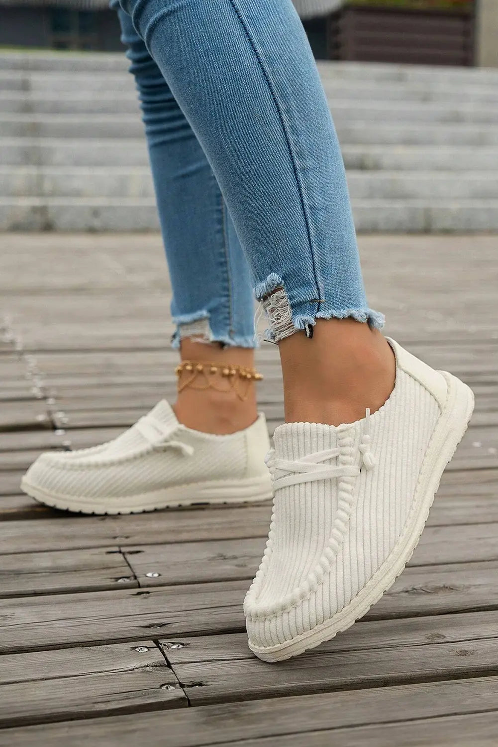 White Lace Up Casual Shoes - eAura