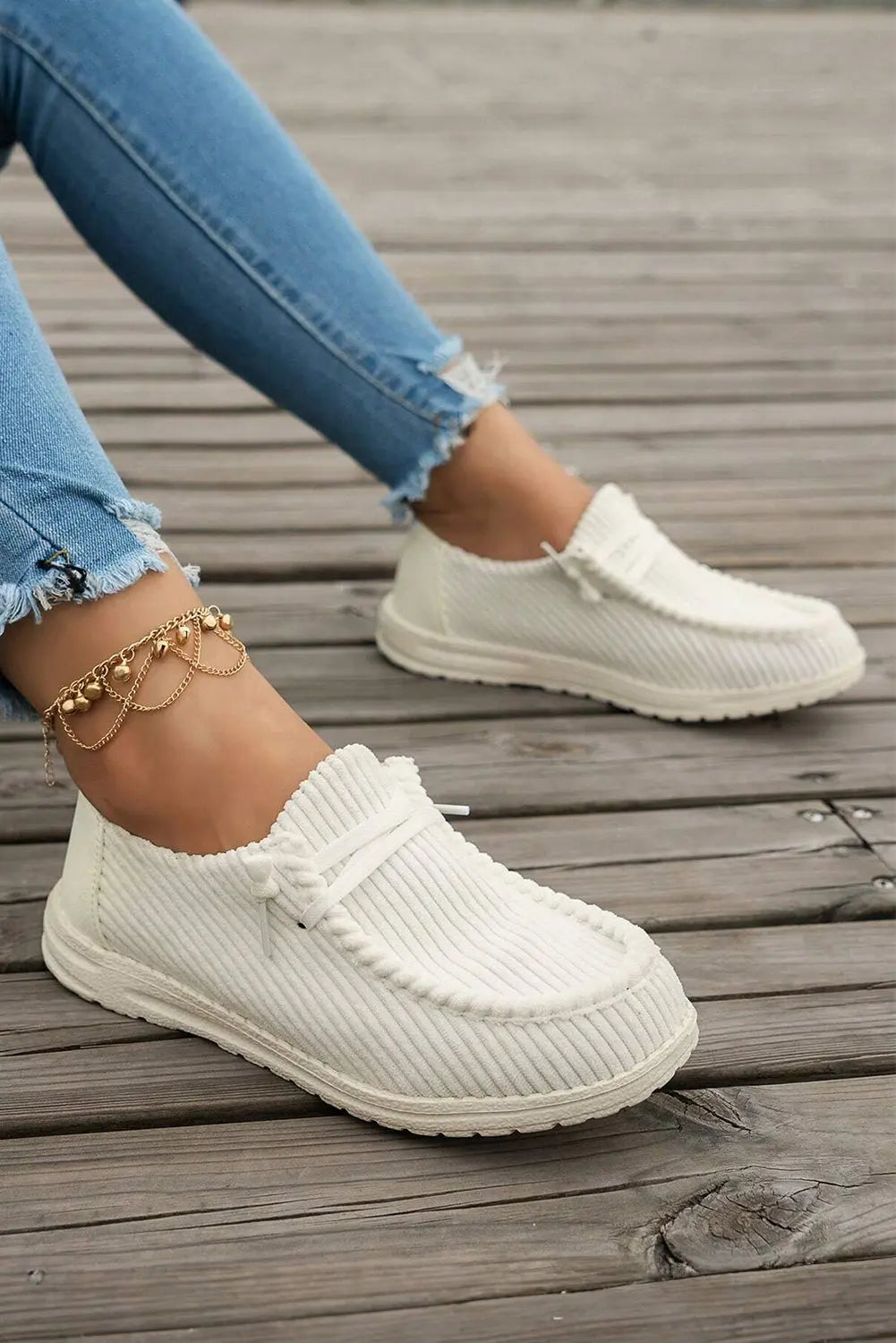 White Lace Up Casual Shoes - eAura