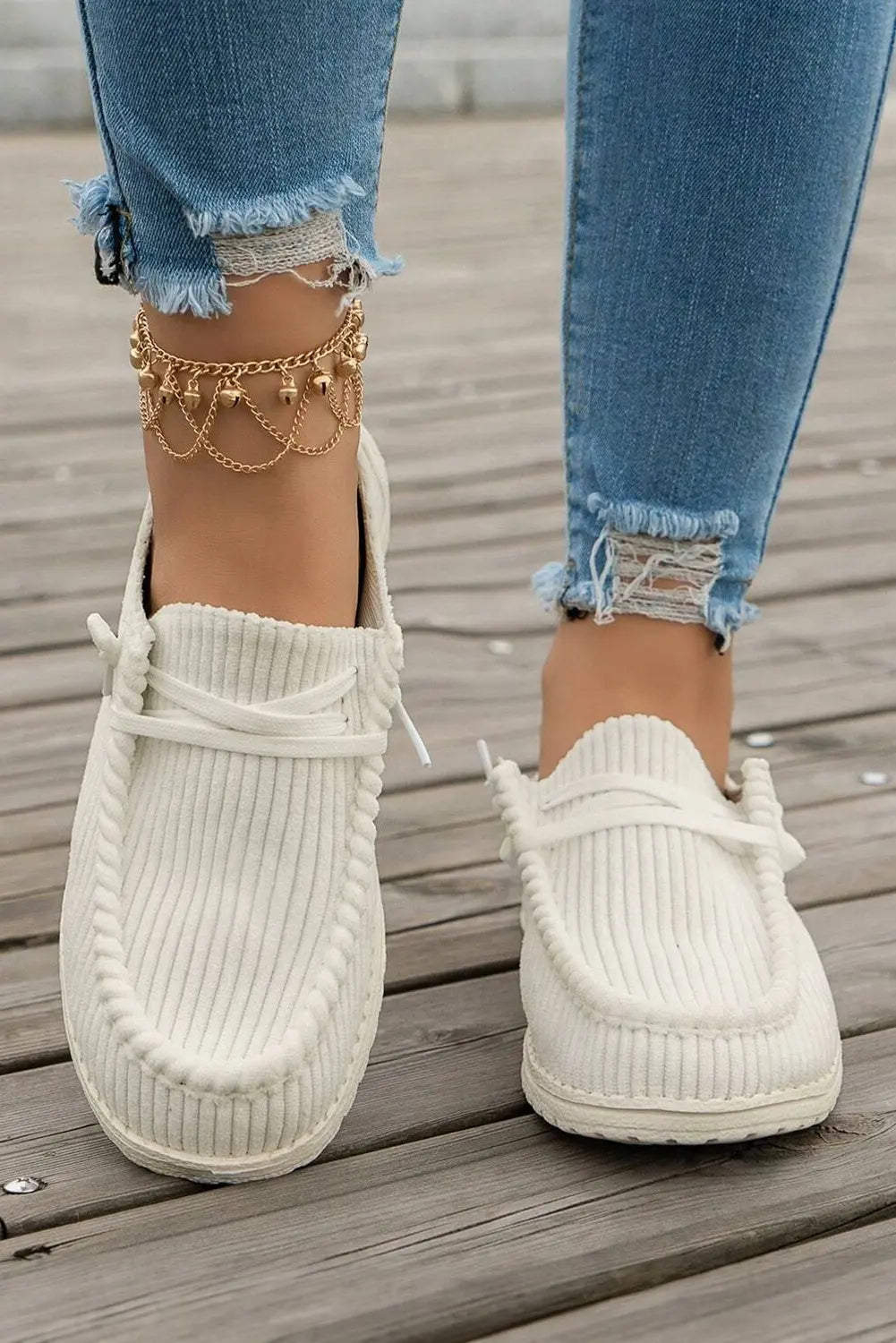 White Lace Up Casual Shoes - eAura
