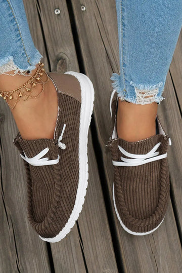 White Lace Up Casual Shoes - Coffee / 37 - shoes/Loafers