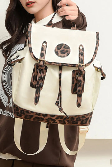 White Leopard PU Leather Backpack - eAura