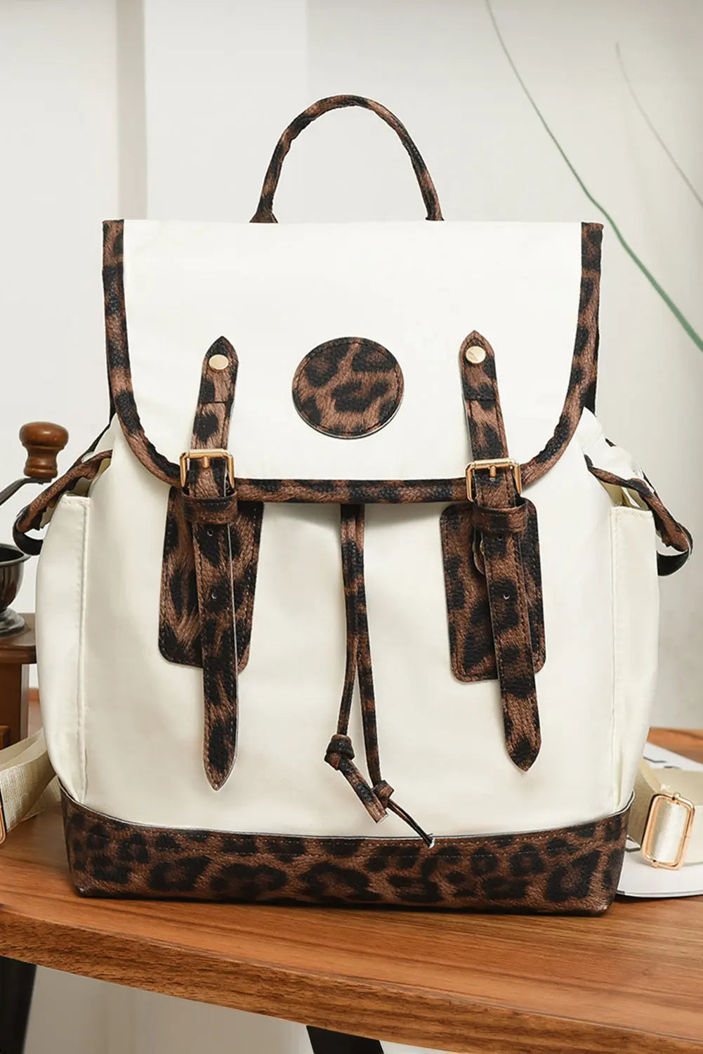 White Leopard PU Leather Backpack - eAura