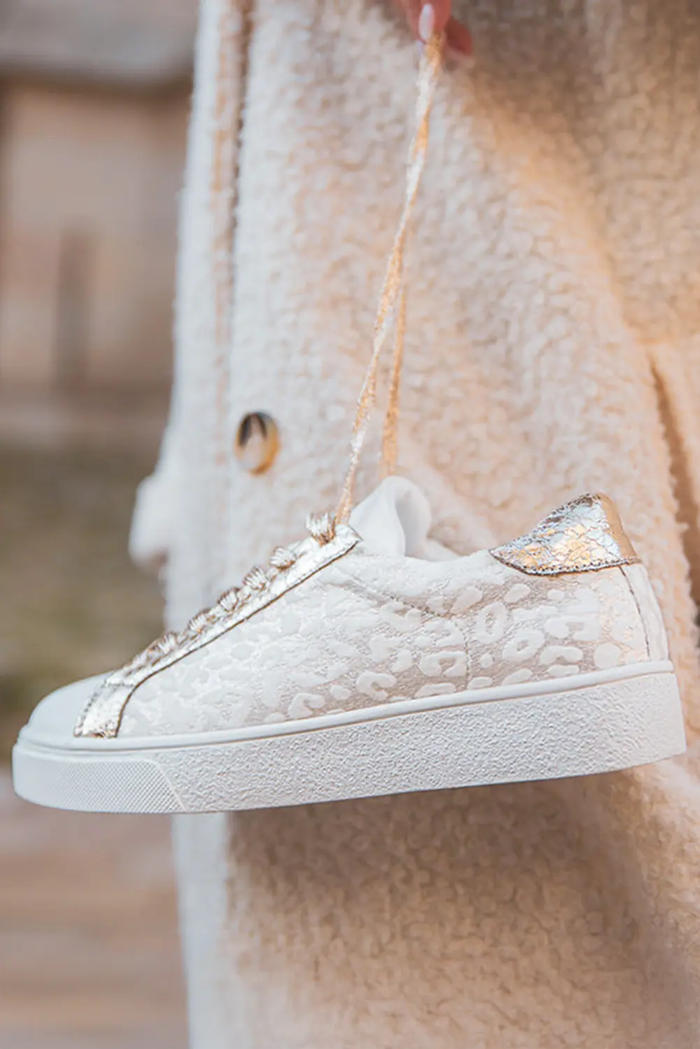 White Leopard Print Lace Up Sneaker - eAura