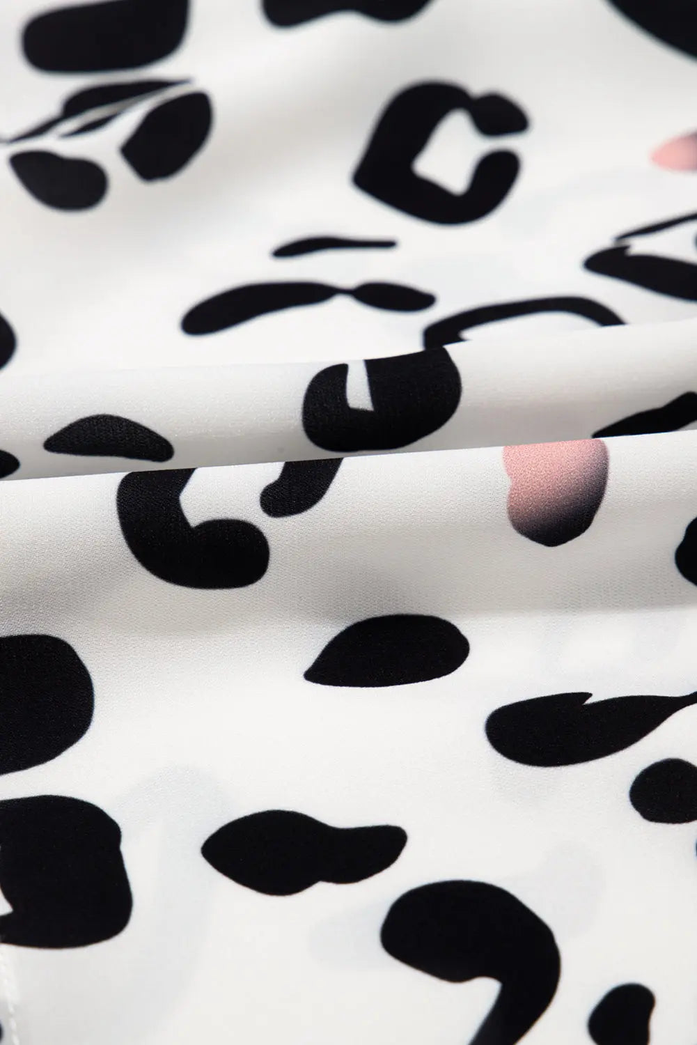 White Leopard Print Notch V Neck Loose Fit Maxi Dress - eAura