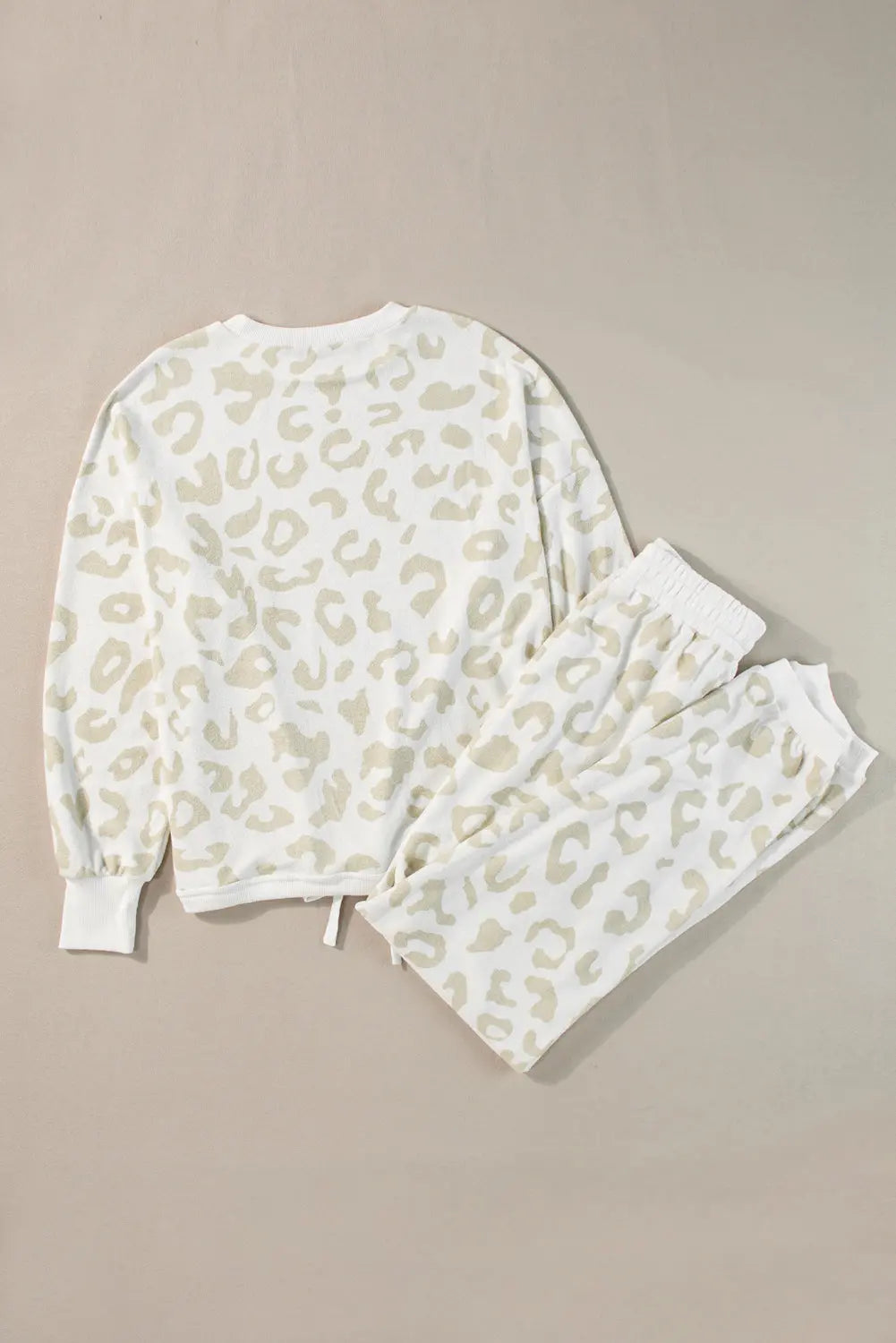 White Leopard Pullover and Drawstring Trousers Lounge Set eAura